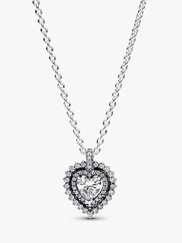 Sparkling Heart Halo Pendant Necklace