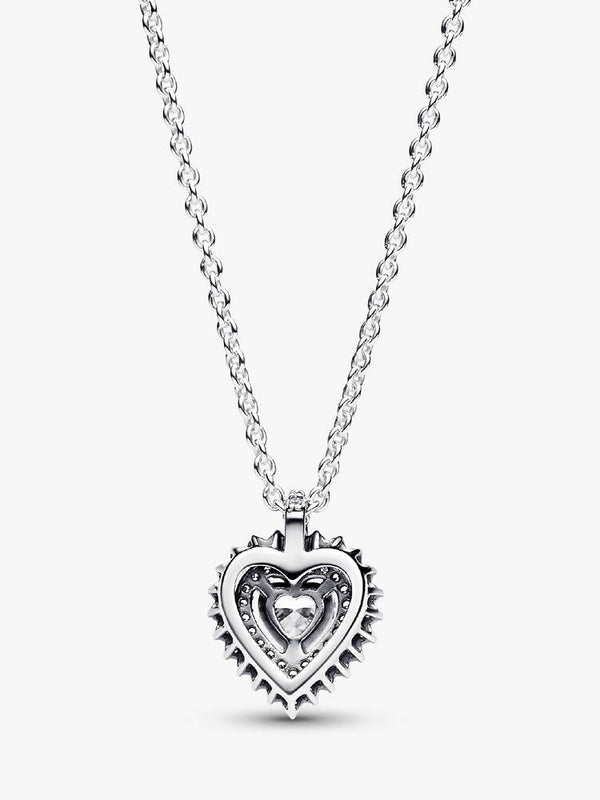 Sparkling Heart Halo Pendant Necklace